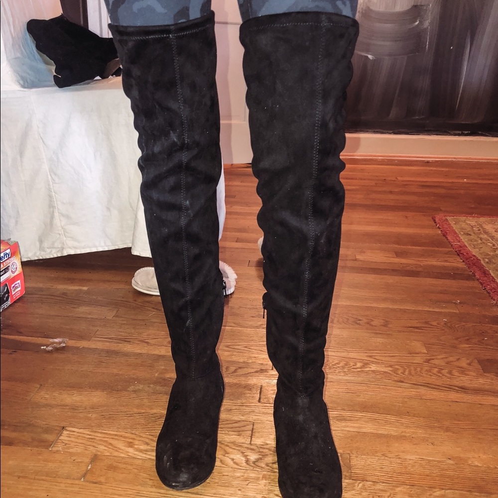 Knee High Black Suede Boots